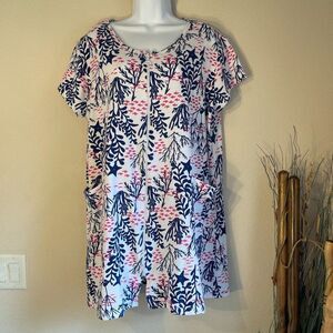 Palm Grove terry tropical sea life zip front robe L sleep or swim